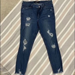 Express Ankle High Rise Distressed Rip Stretch Jean